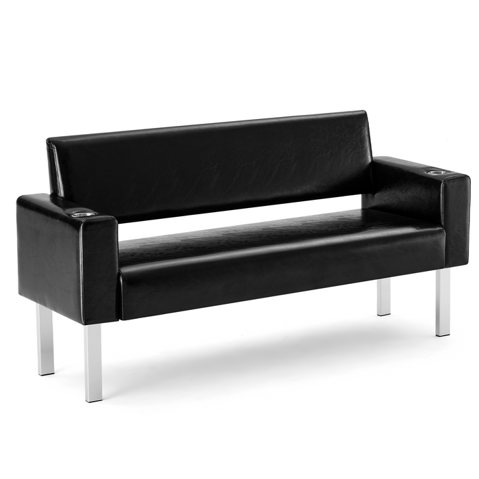 WBWCH Modern Reception Waiting Room Bench Chair with 2 Cup Holders