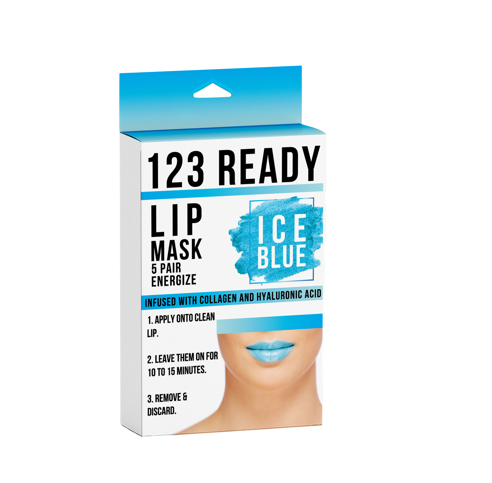 123 Ready Ice Blue Energize Gel Lip Patches - 5pc