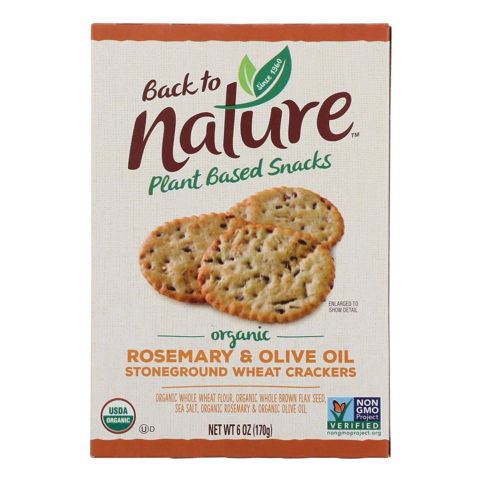 Crackers Plant-Based Snacks Stoneground Wheat - Case Of 6 - 6 Oz