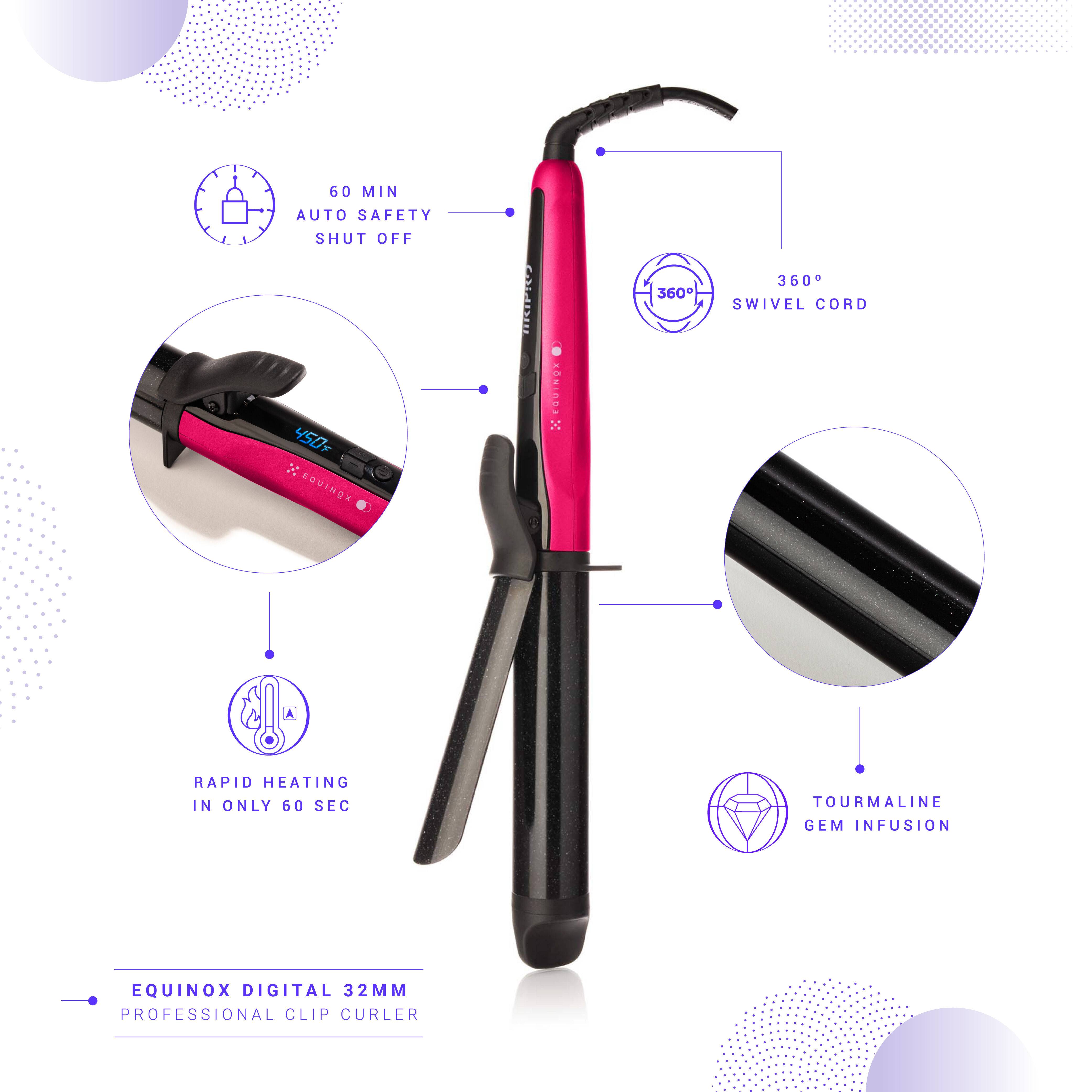 Tiri Pro Equinox Digital 32mm Professional Clip Curler display picture 1