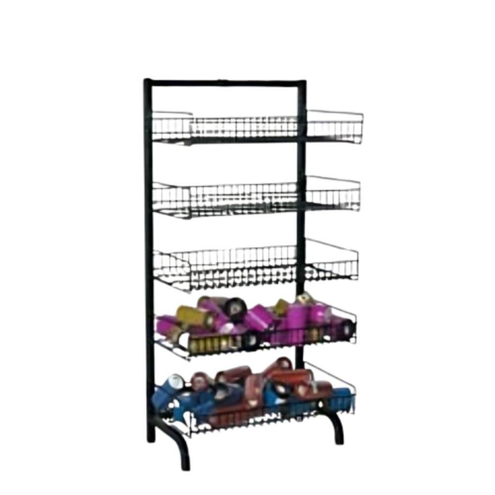5 Black Basket Metal Wire Floor Standing Merchandiser Display Rack