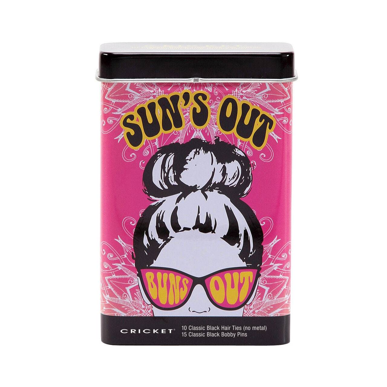 Suns Out Buns Out Hair Tin (10 Black Hair Ties & 15 Black Bobby Pins)