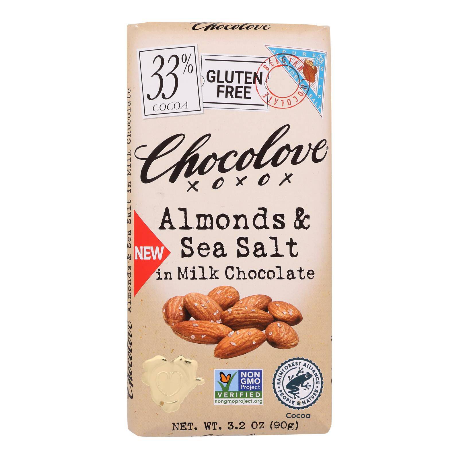 Milk Chocolate Almond Sea Salt Bar - Case Of 12, 3.2 Oz