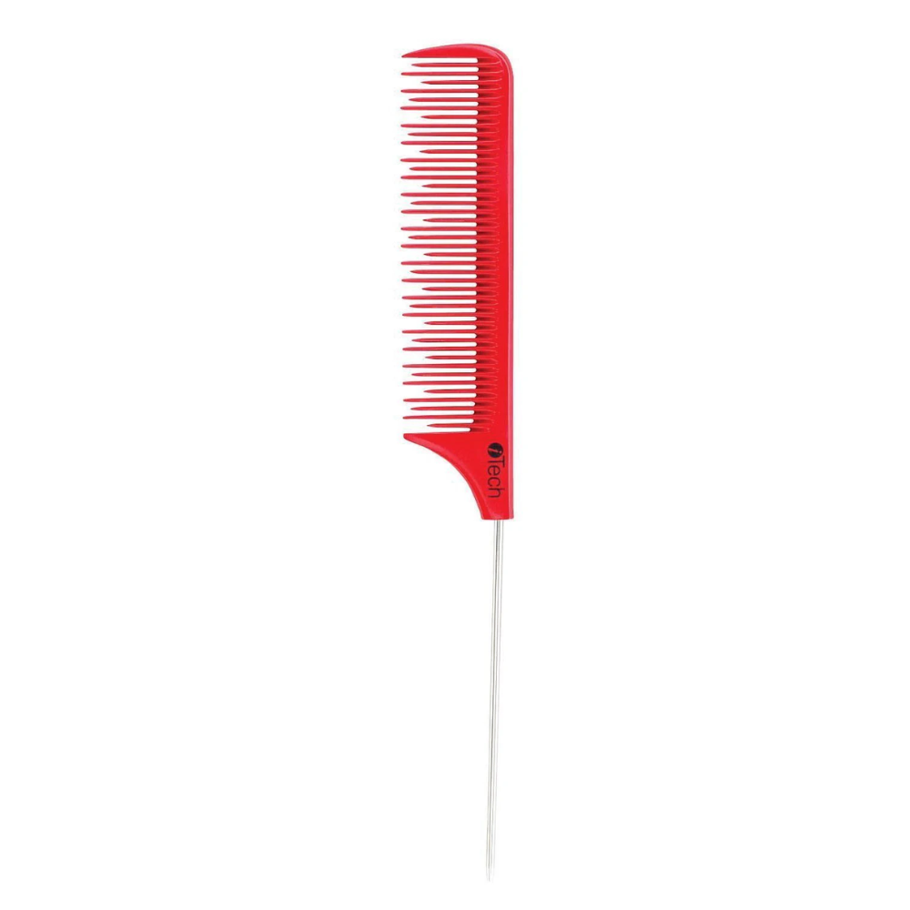 Red Metal Rat Tail Teasing Comb