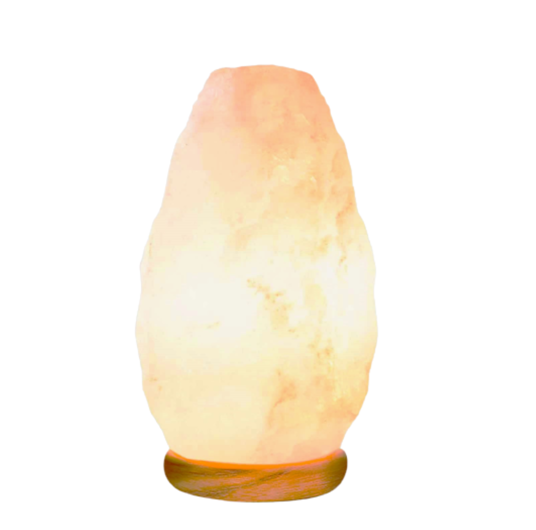 Himalayan Glow White Salt Crystal Lamp, Neem Wooden Base