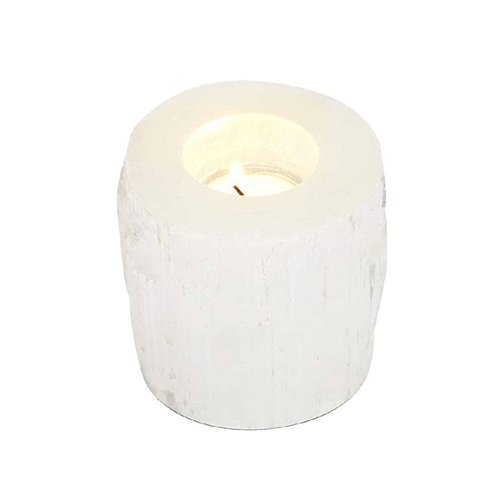 Himalayan Glow Selenite Crystal Candle Holder, Ideal for Home