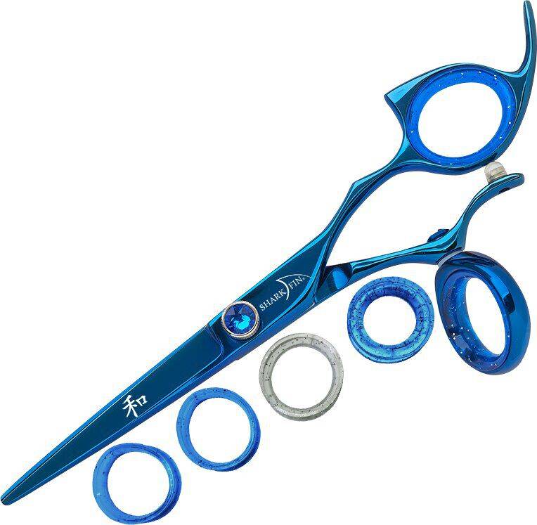 Shark Fin Shears Right Hand Pro Plus Swivel Blue Titanium Cutting Shear