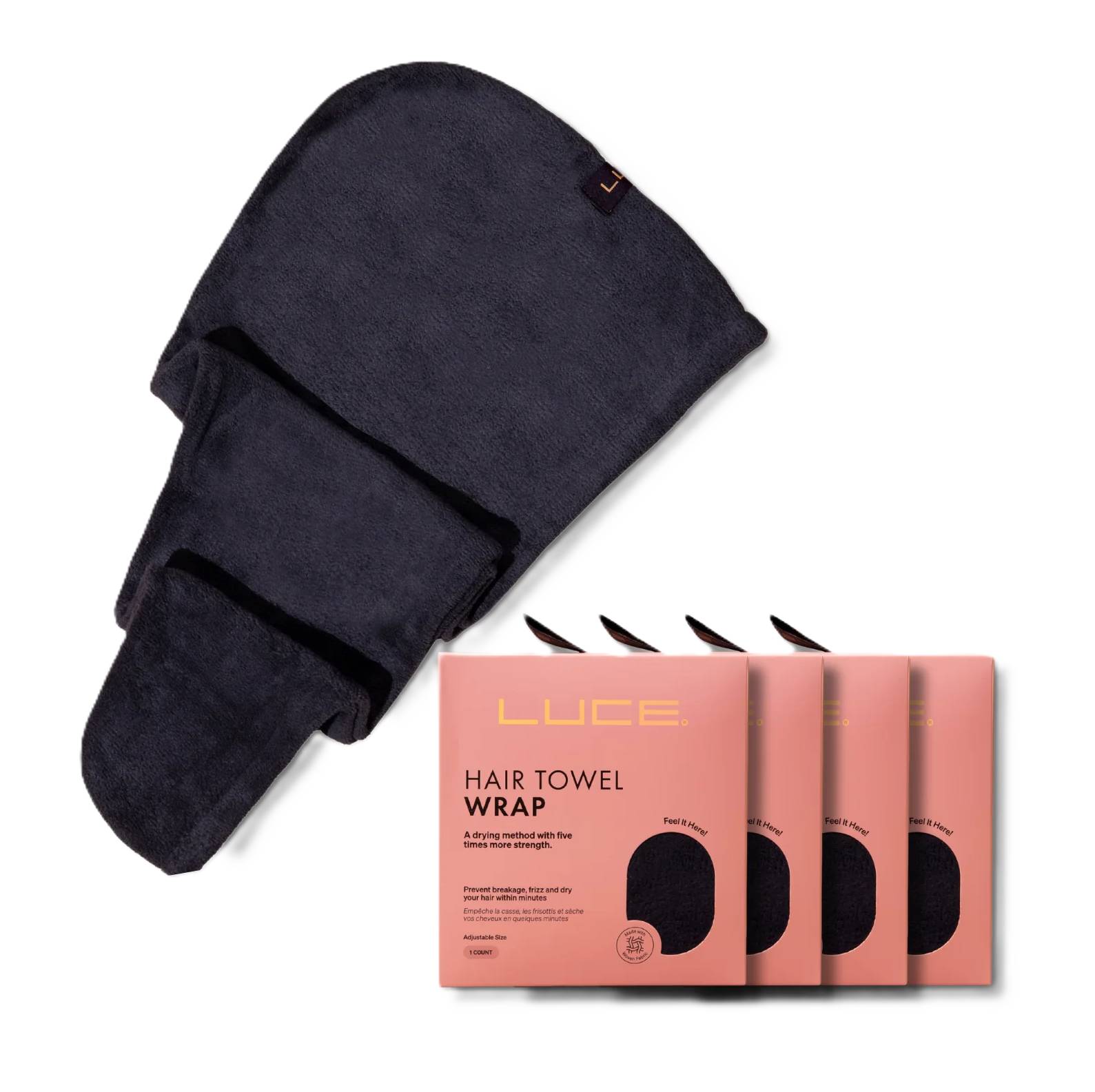 Adjustable Hair Towel Wrap - 4 Pieces