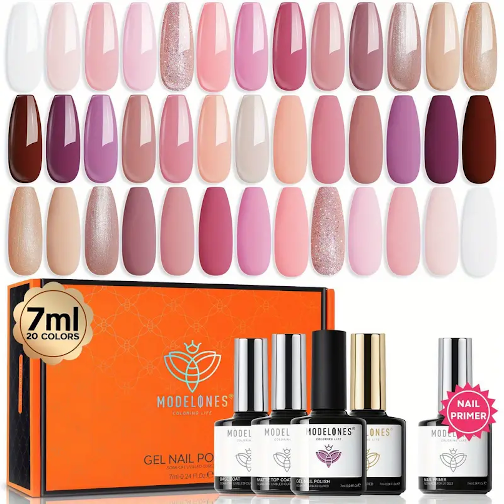 20 Shades Gel Nail Polish Set - Elegant Blossom