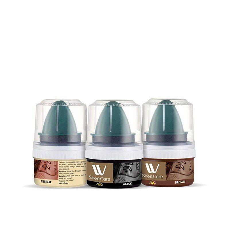 WBM Shoe Cream with Sponge Applicator Instant Shine 3 Pieces
