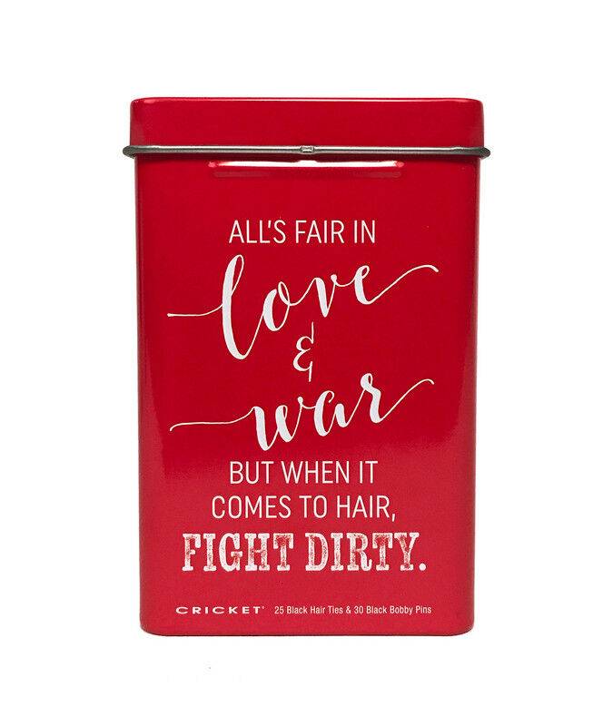 Love and War Hair Tin (25 Black Hair Ties and 30 Black Bobby Pins)