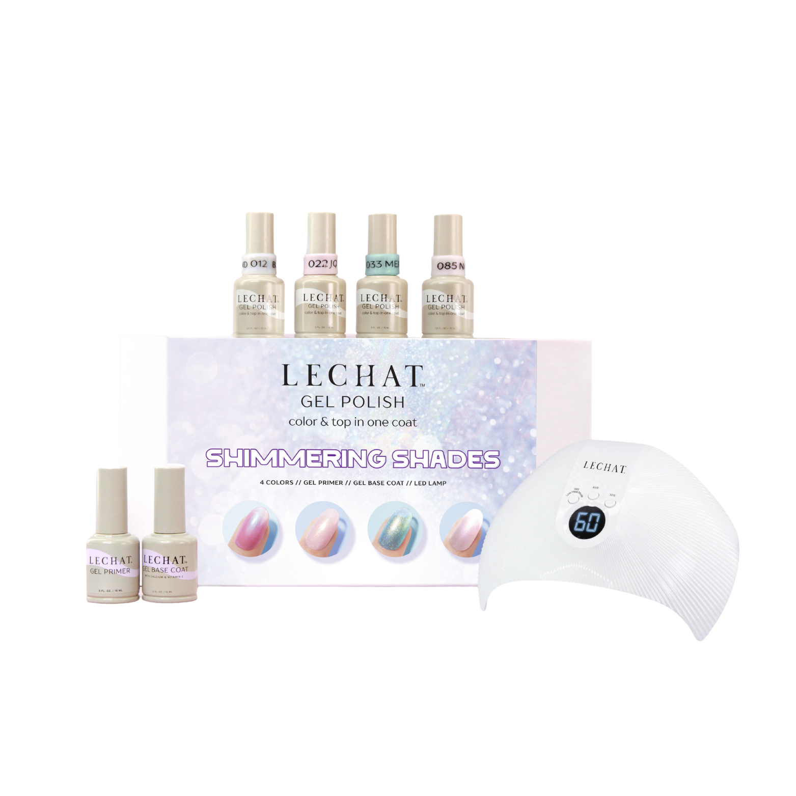 Nail Gel Polish Color & Top in one Shimmer Try Me Kit with LED Lamp