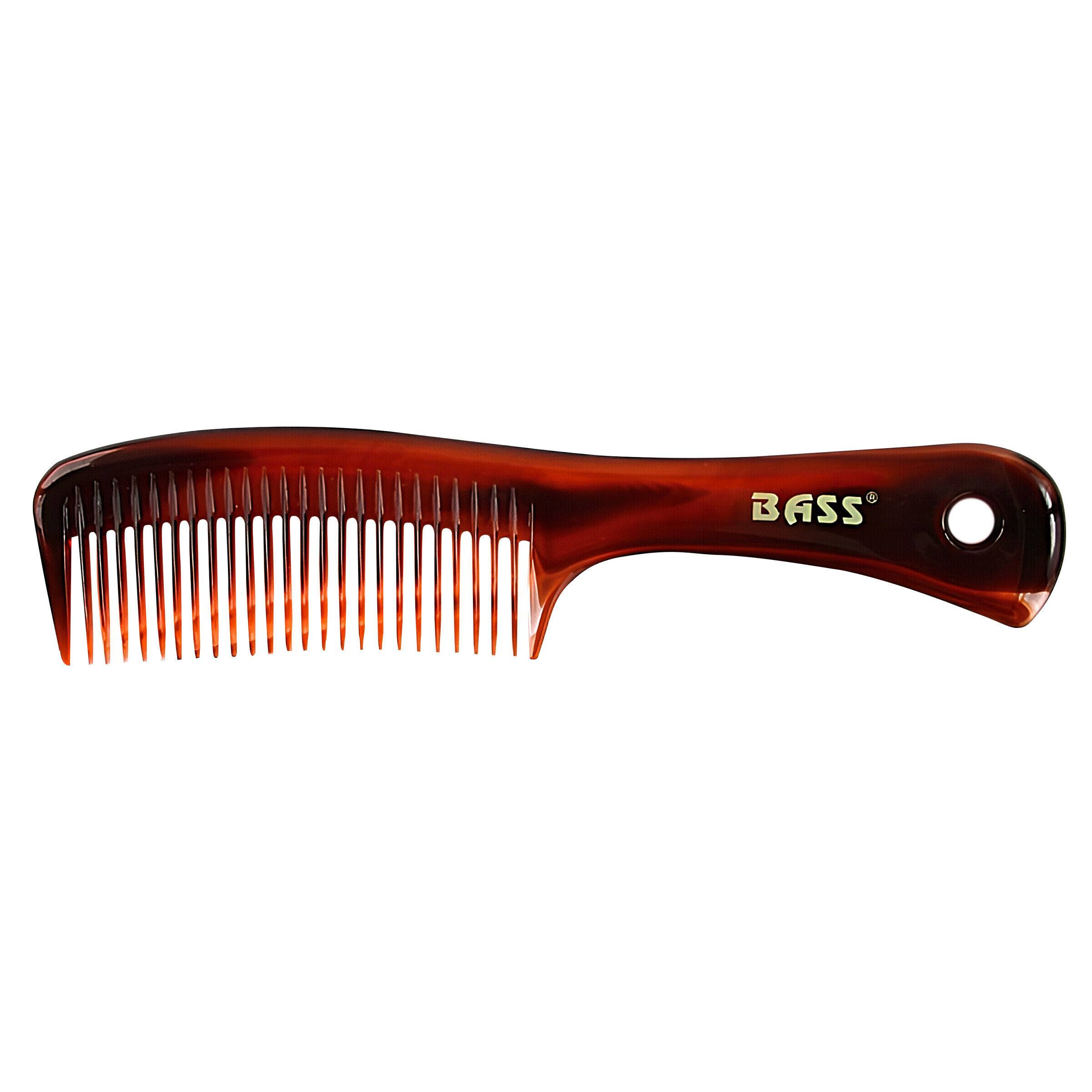 Tortoise Shell Finish Grooming Comb Wide Tooth Style With Long Handle
