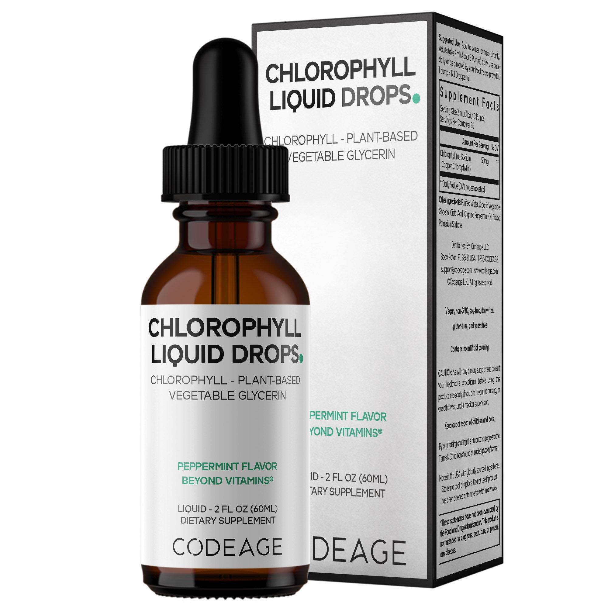 Chlorophyll Liquid Drops Supplemet Vegan Chlorophyll 50mg per Serving