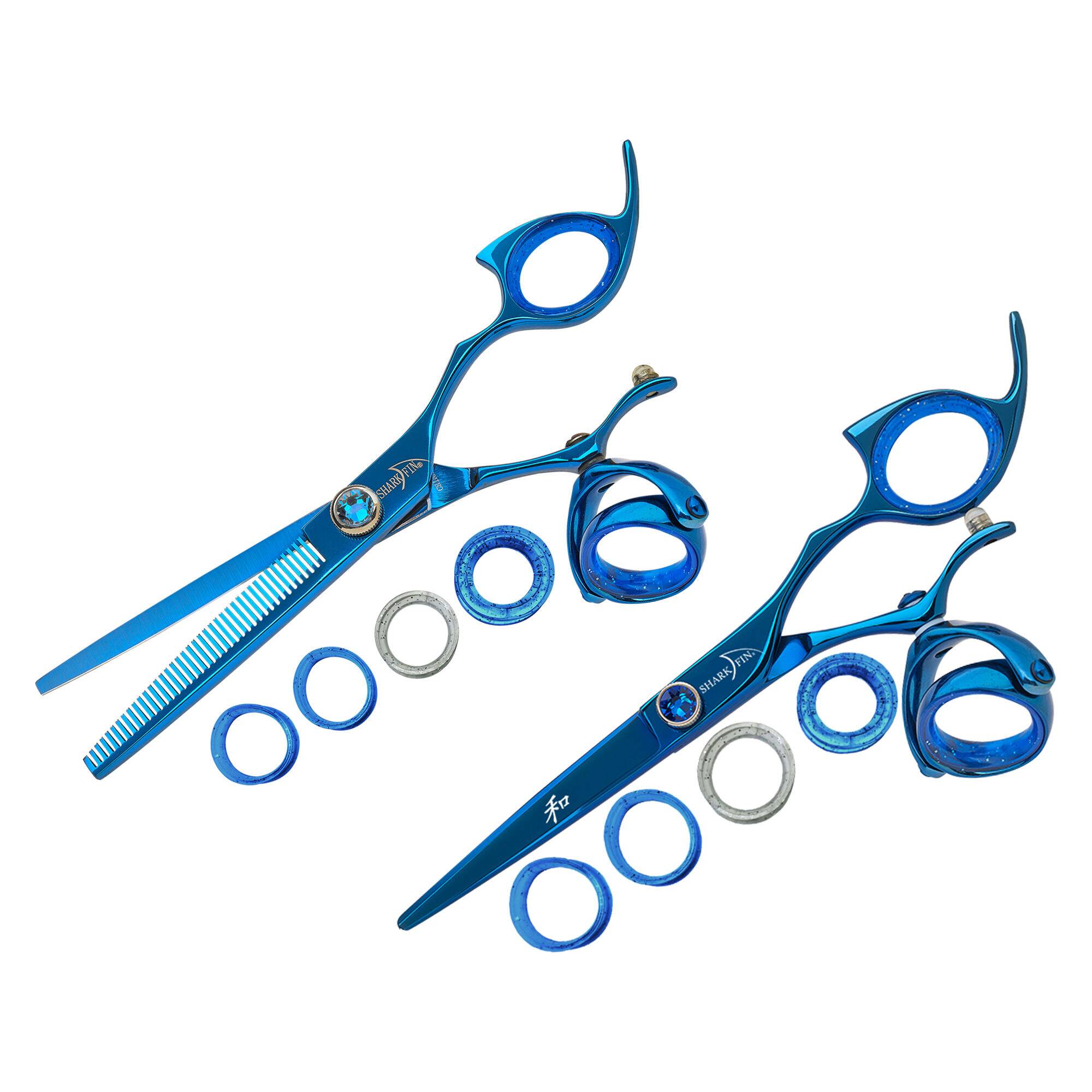 Shark Fin Shears Right Hand 40 Tooth Blender Super Swivel Blue