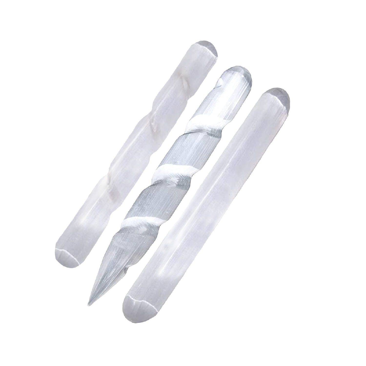 Himalayan Glow Selenite Healing Crystals 2 Wands & 1 Massage Stick