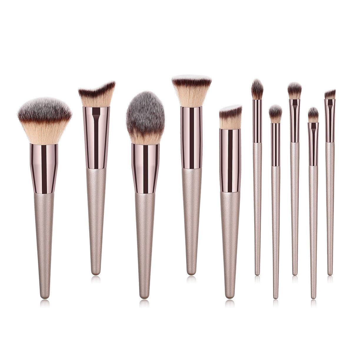 Everyday Use Coffee-Colored Glow Makeup Brush Set (10-Piece)