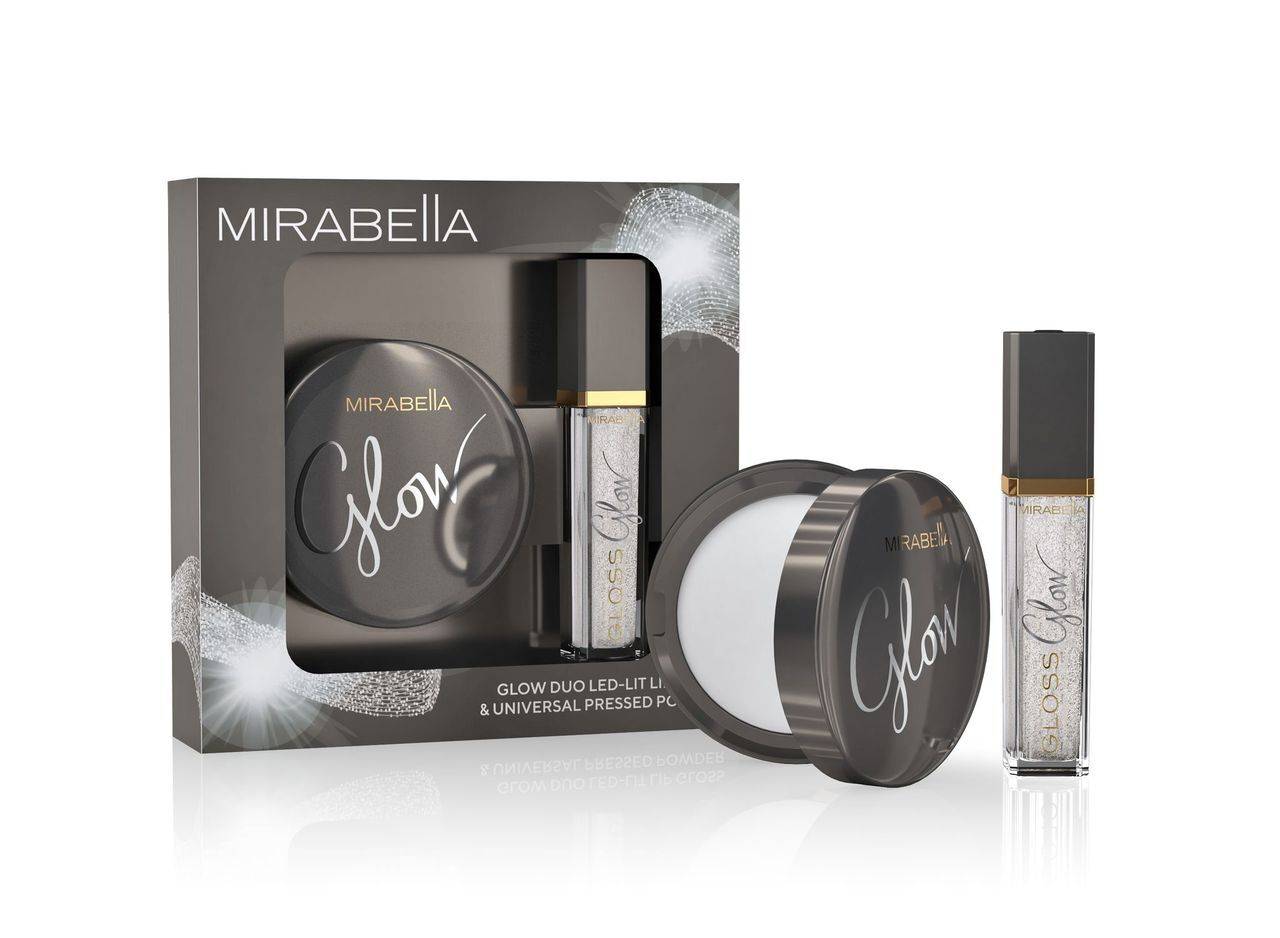 Glow Duo LED-Lit Lip Gloss & Universal Hyaluronic Pressed Powder