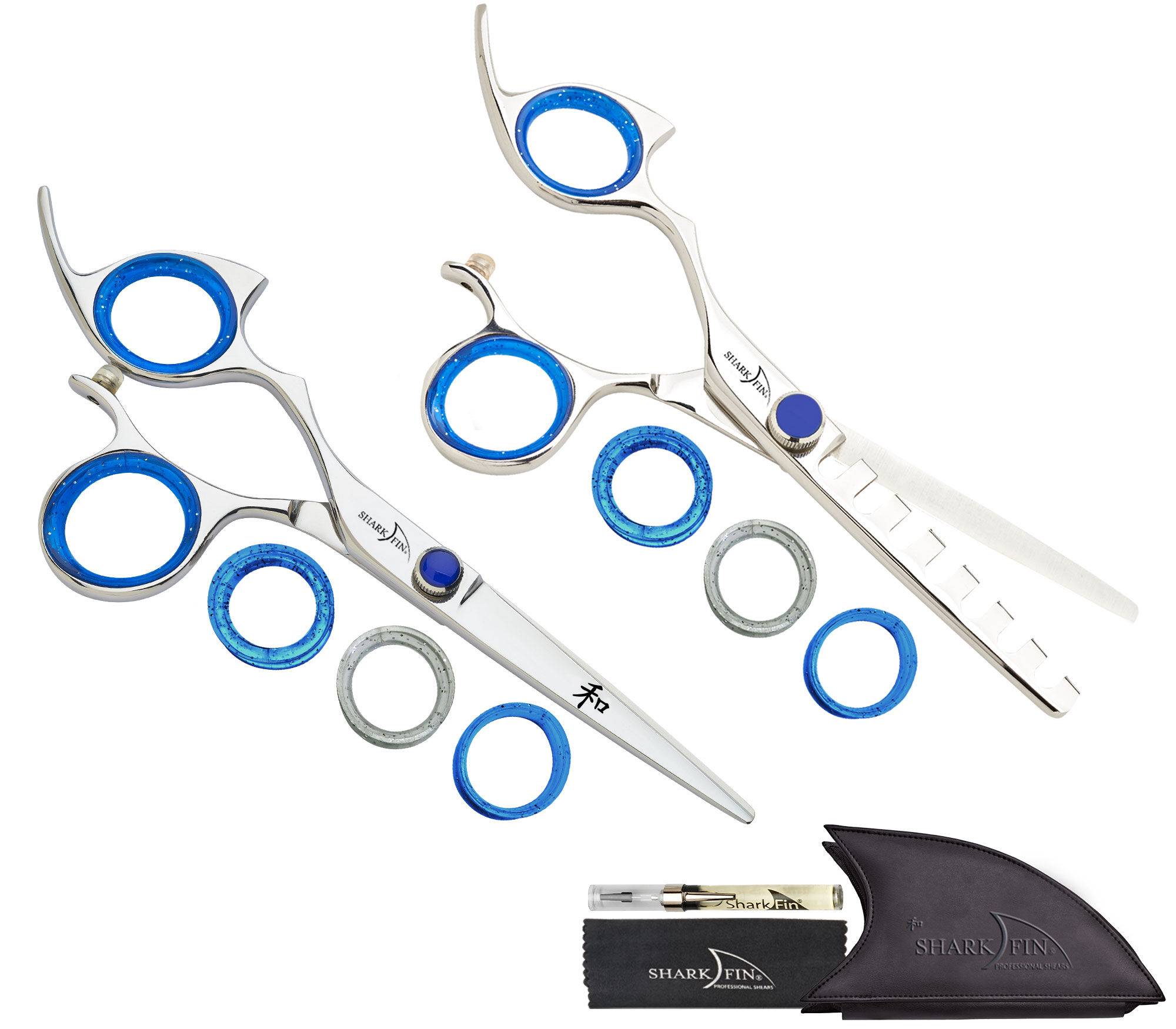 Shark Fin Shears Left Hand 7 Tooth Chunker Stainless + Cutting Shear Set