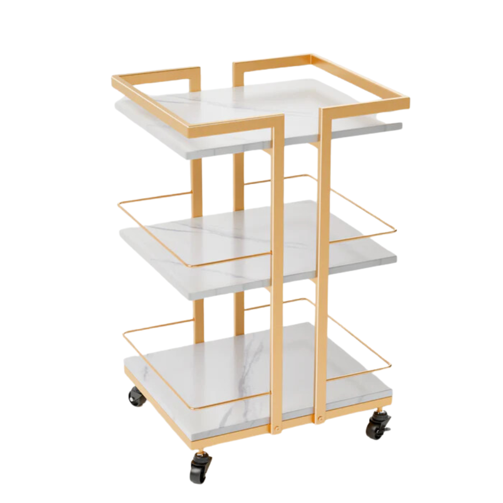 ST1501 Rolling Esthetician Trolley Cart with 3 Wood Shelves