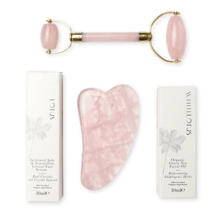 Genuine Rose Quartz Crystal Facial Set