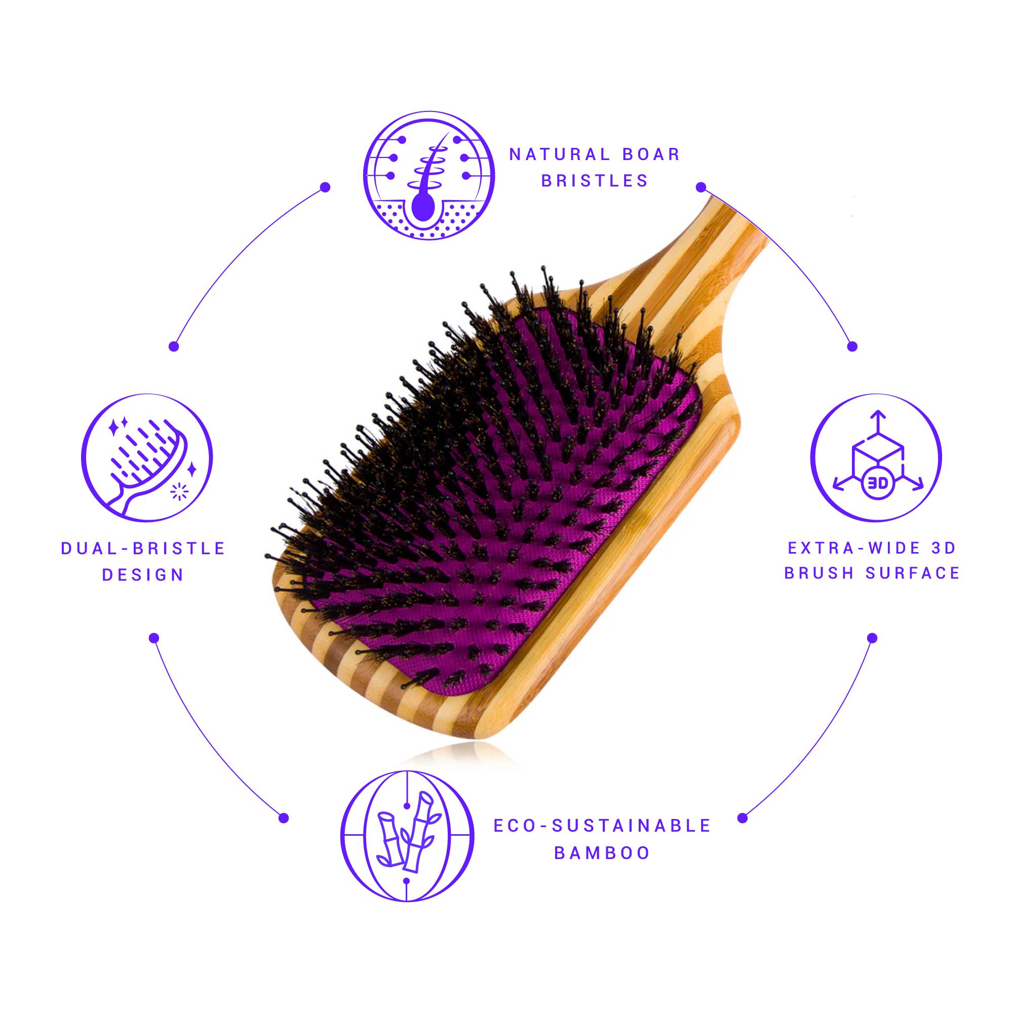 Tiri Pro Bamboo XL Detangling Paddle Brush with Boar  display picture 1