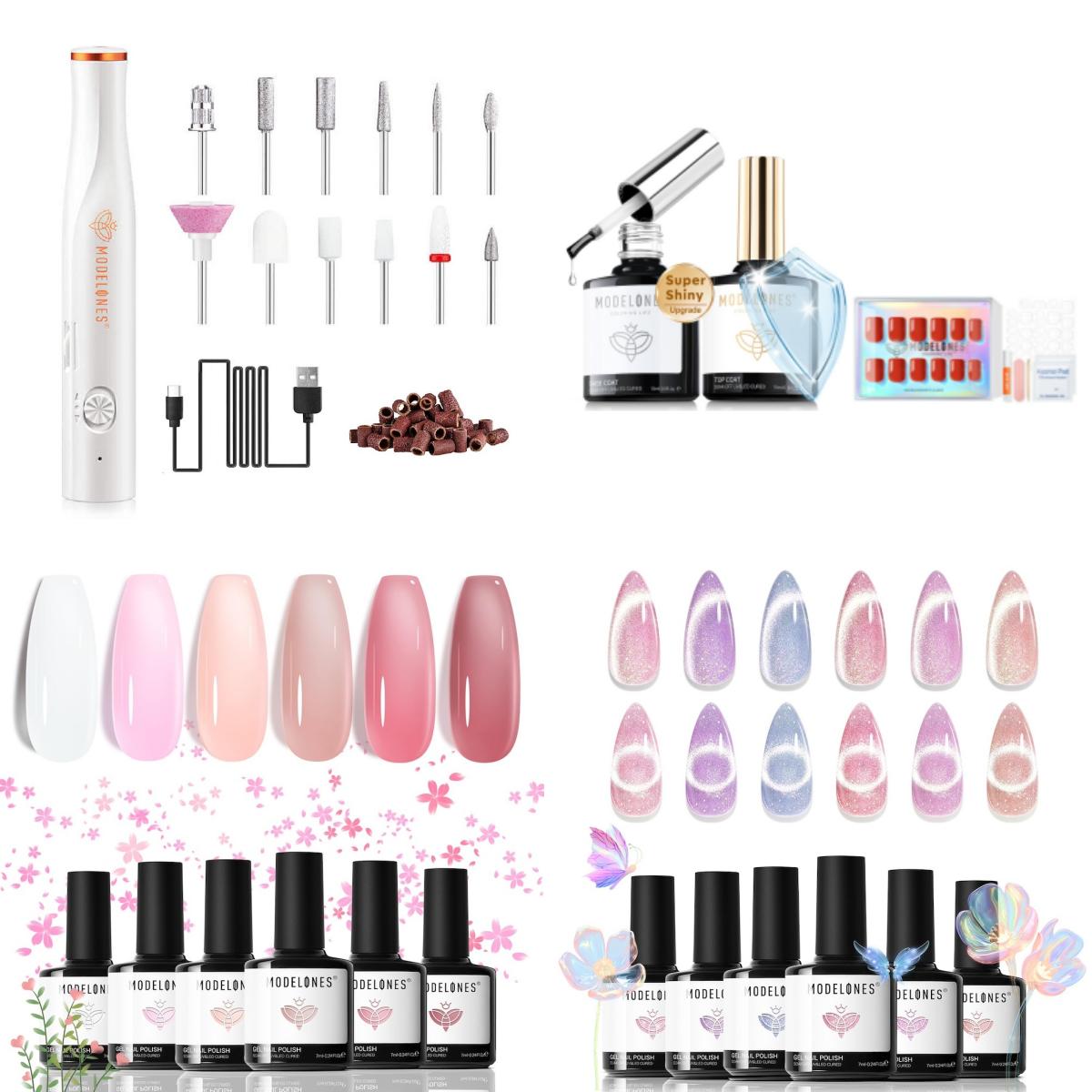 All-in-One Pro Gel Nail System Kit (with E-File & Press-On Nails)