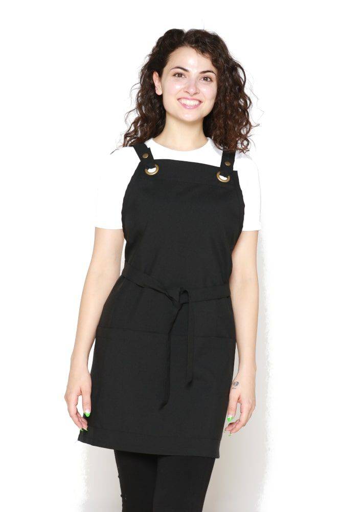 Tracy Professional Salon Apron, Criss Cross Shoulder, Black