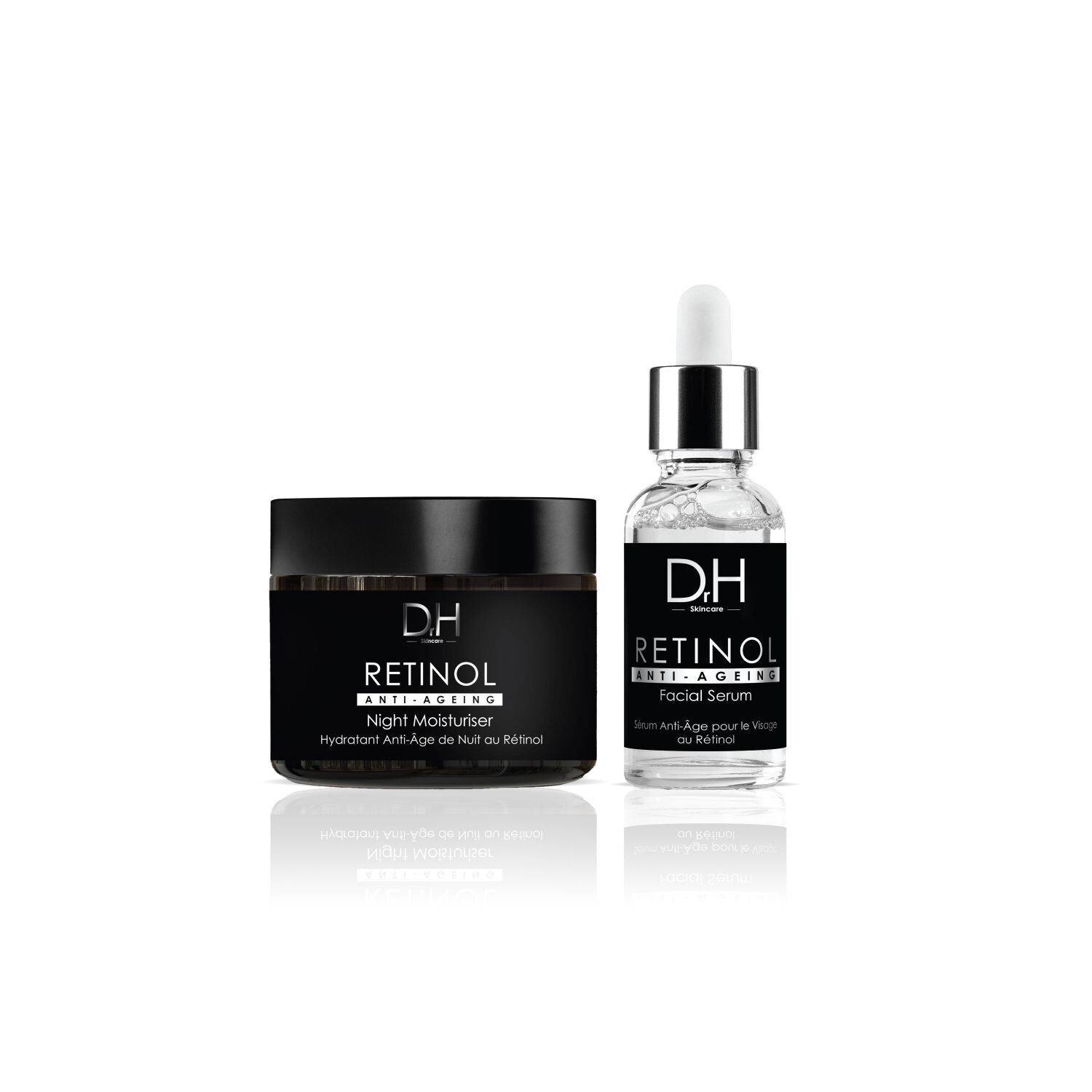 Retinol Serum  + Night Moisturiser  Anti-Ageing Set 30ml for Radiance