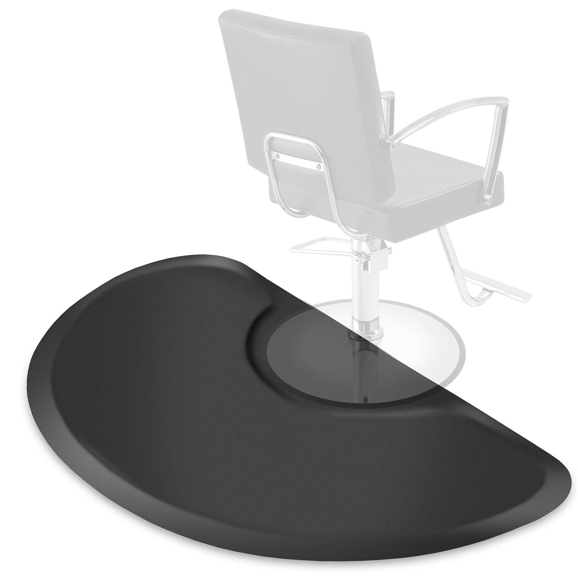 3' x 4' Semi Circle Anti-Fatigue Salon Barber Chair Floor Mat -  Black