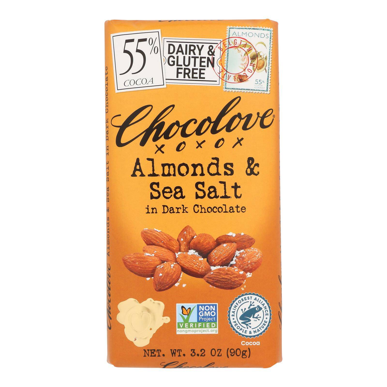 Premium Dark Chocolate Bar With Almonds And Sea Salt - Case Of 12