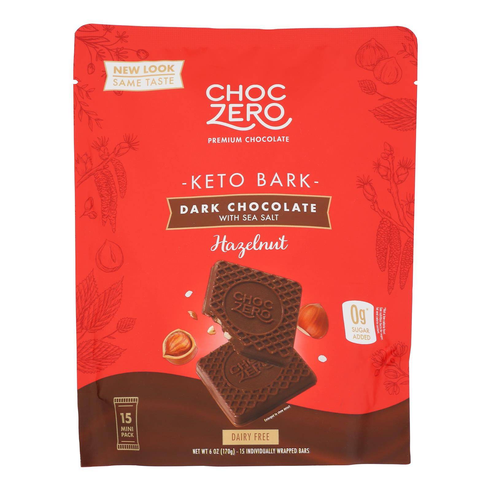 Dark Chocolate Hazelnut Keto Bark - Case Of 12, 6 Oz