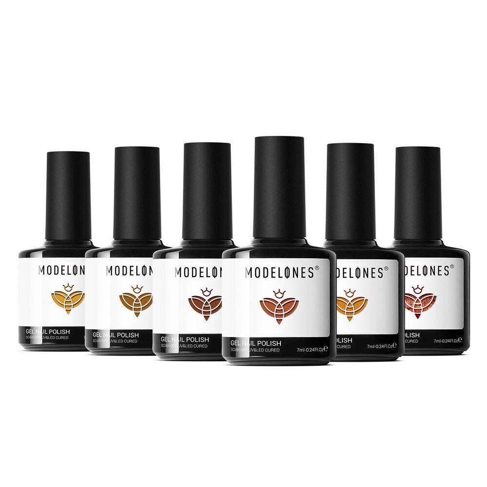 6 Shades Gel Nail Polish Set - Cozy Embers