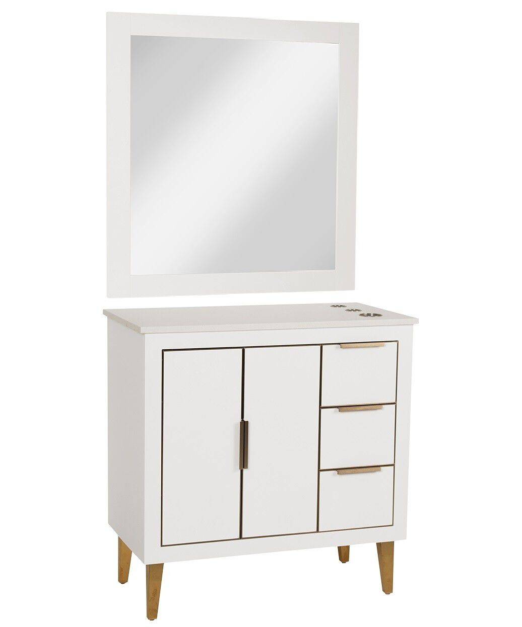 Omega 36" White Vanity Station & Mirror