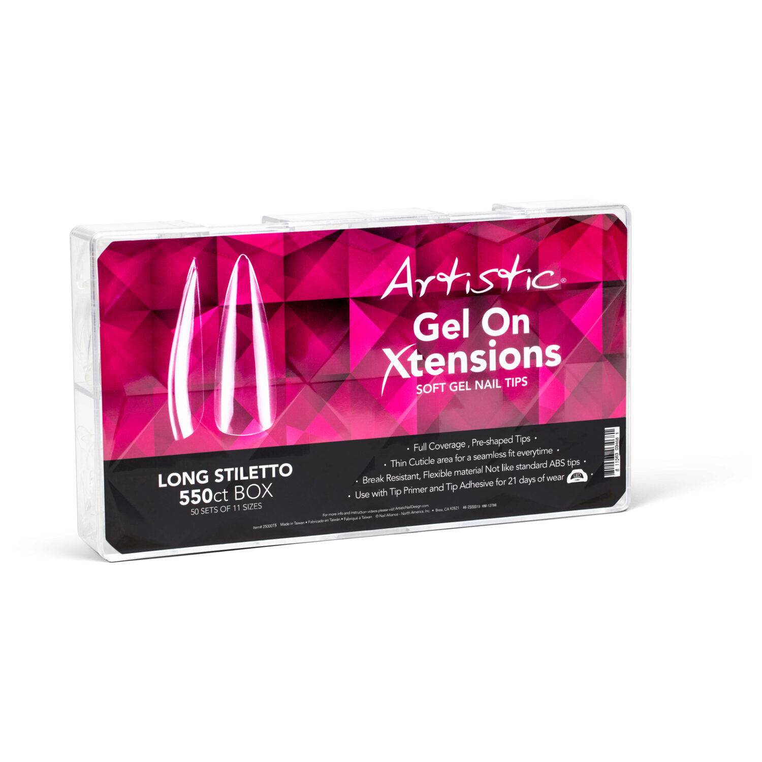 Gel On Xtensions, Stiletto, Long - 550CT