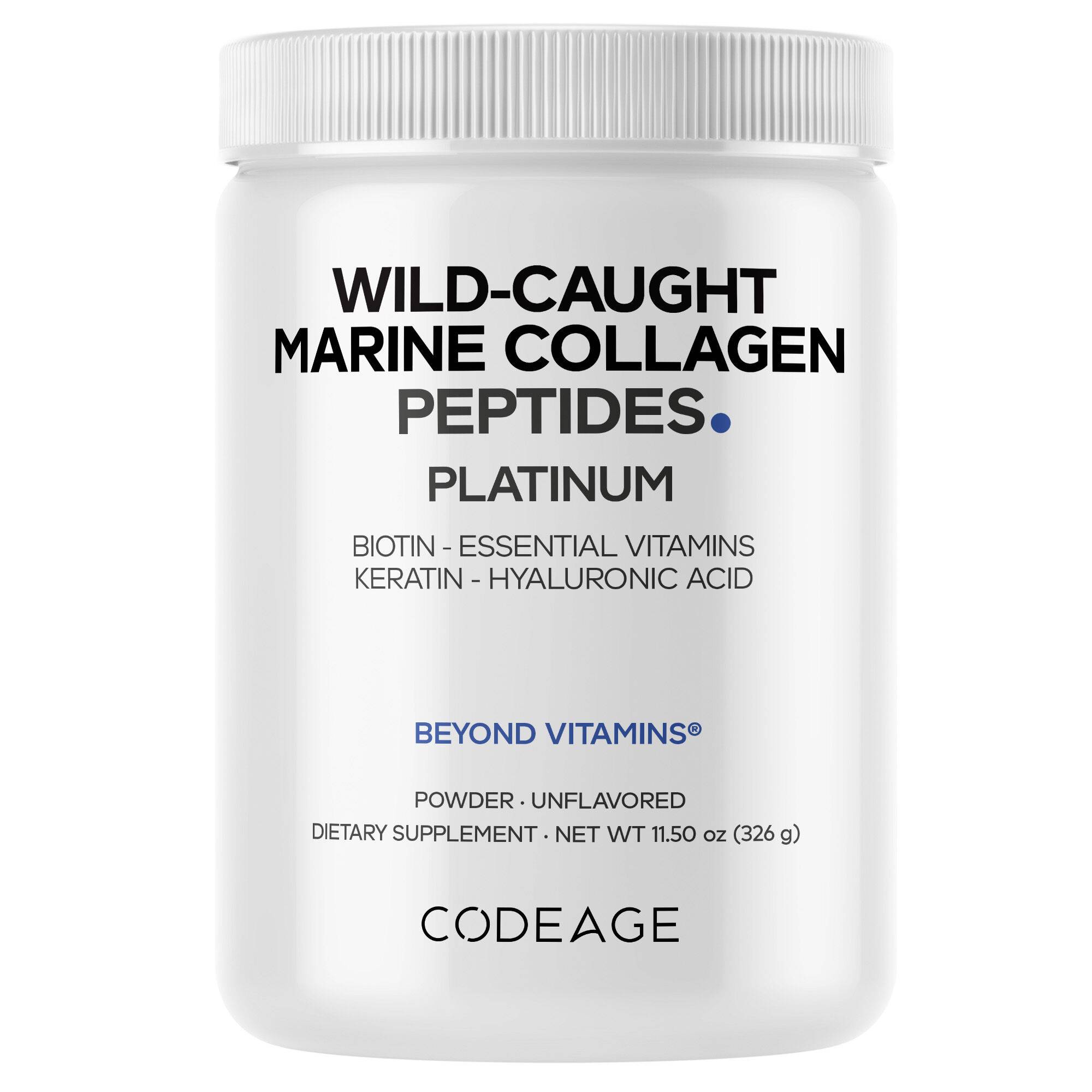 Marine Collagen Protein Powder Platinum Biotin 10000 mcg Vit C D3 & B6