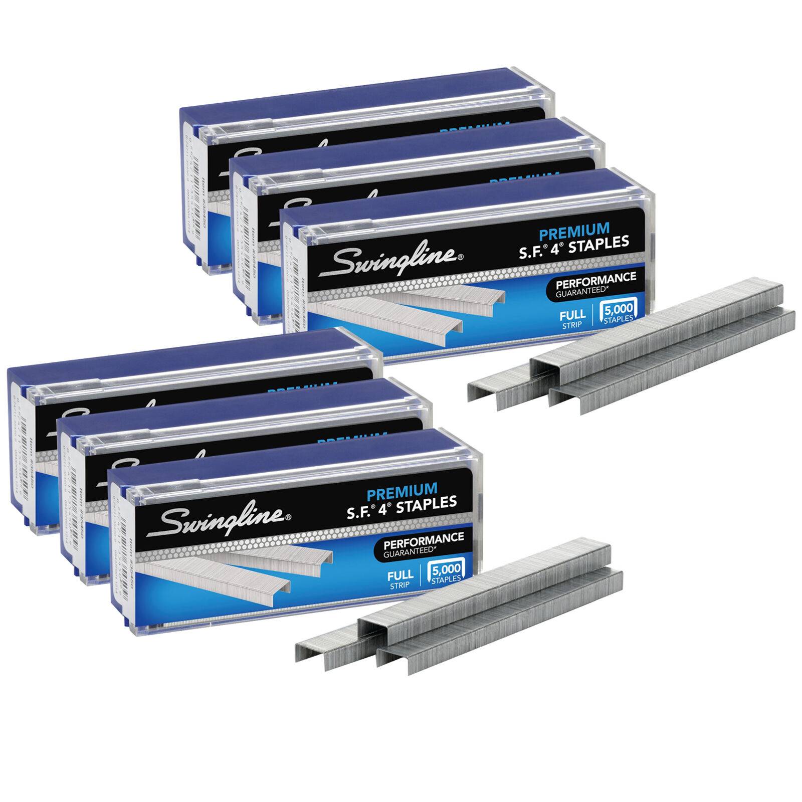 S.F. 4 Premium Staples, 1/4" Length, 210/Strip, 5000 Per Box, 6 Boxes