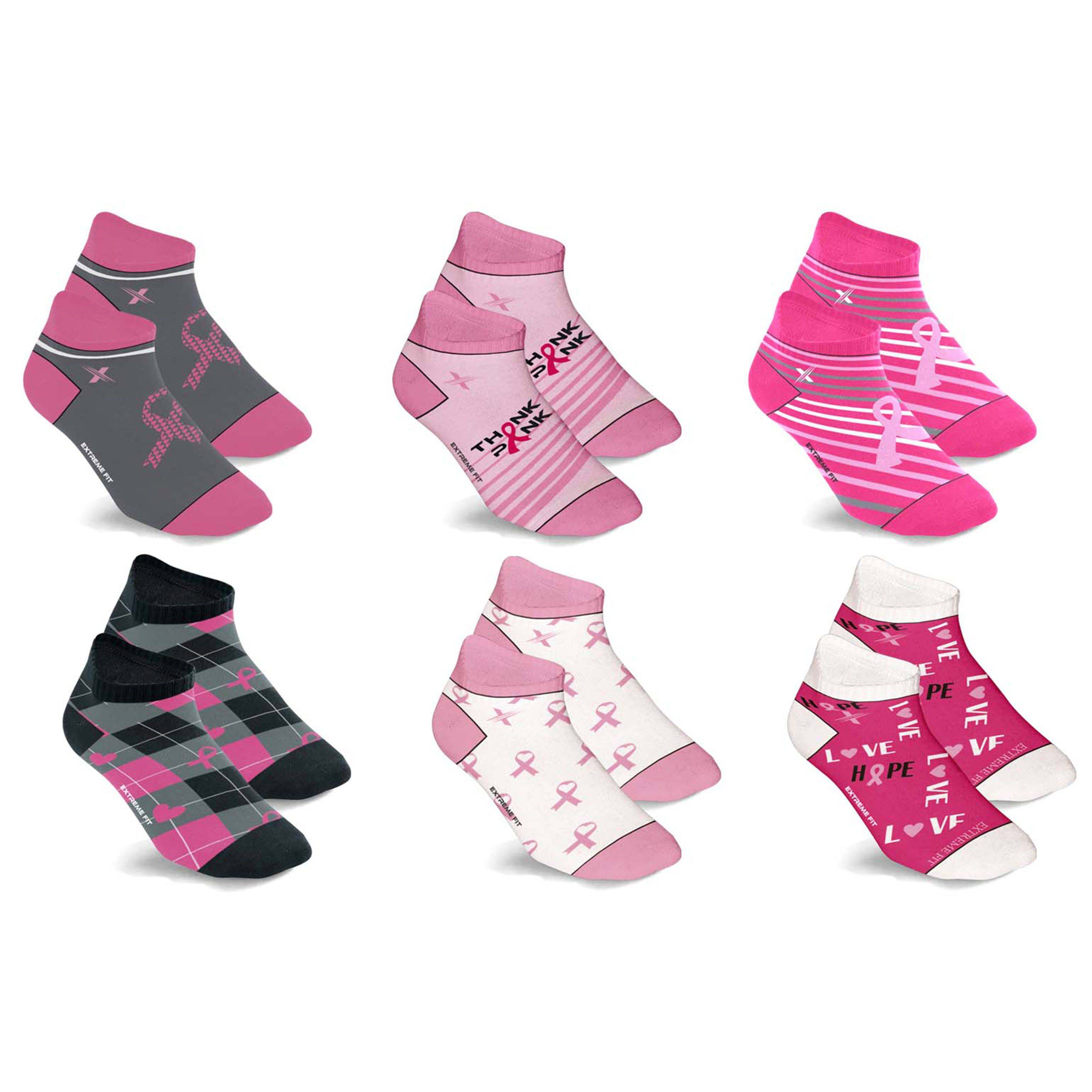Breast Cancer Awareness Beautician Ankle Compression Socks, 6pk