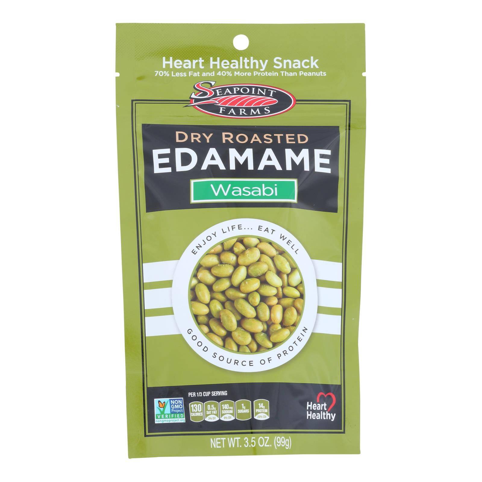 Dry Roasted Edamame - Spicy Wasabi - Case Of 12, 3.5 Oz