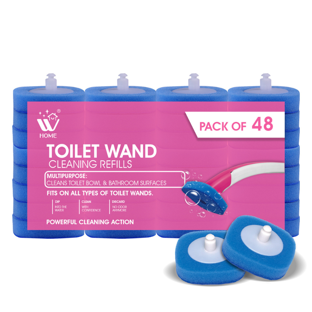 WBM Home Toilet Wand Refills, Replacement Heads, Pack of 48