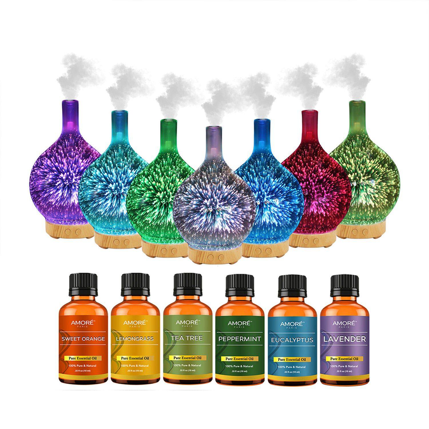 3D Changing Led Lights Aromatherapy Diffuser With Essential Oils