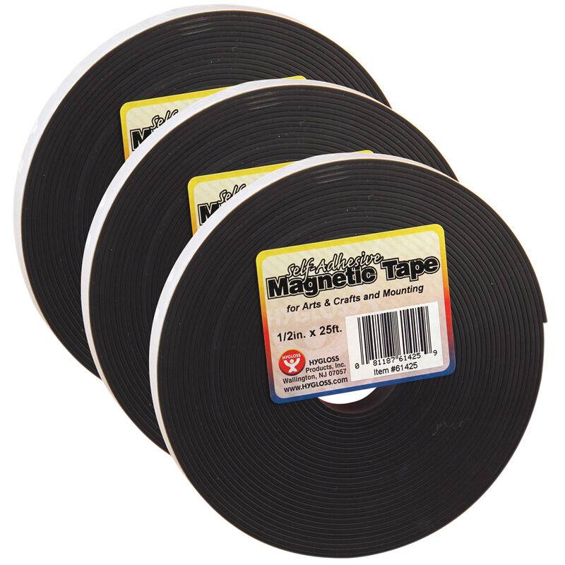 Magnetic Strips, 0.5" x 300" Per Roll, 3 Rolls per BN