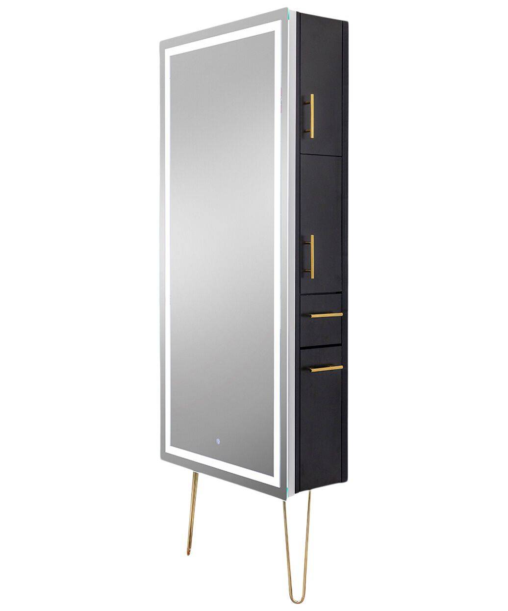 Lumina LED Salon Mirror & Storage Server with Legs