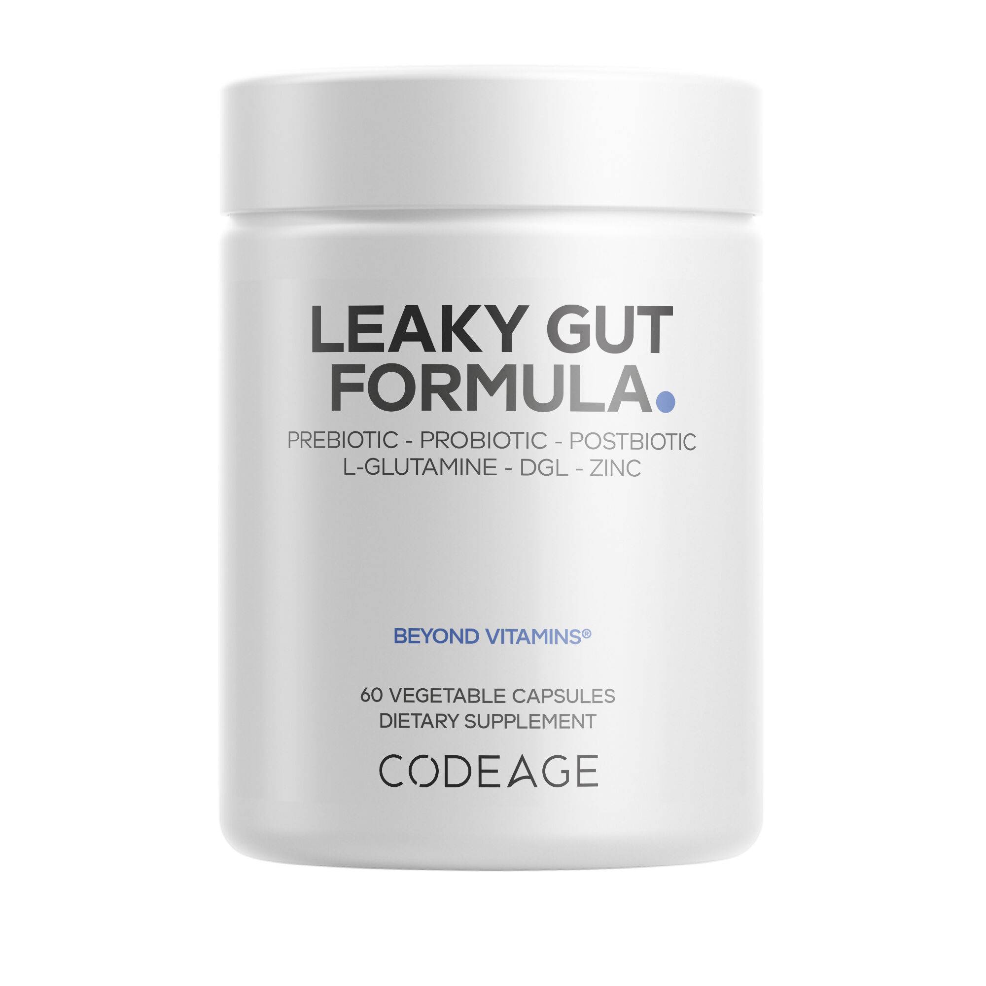 Leaky Gut Supplement - Prebiotic, Probiotic, Postbiotic, DGL & Zinc