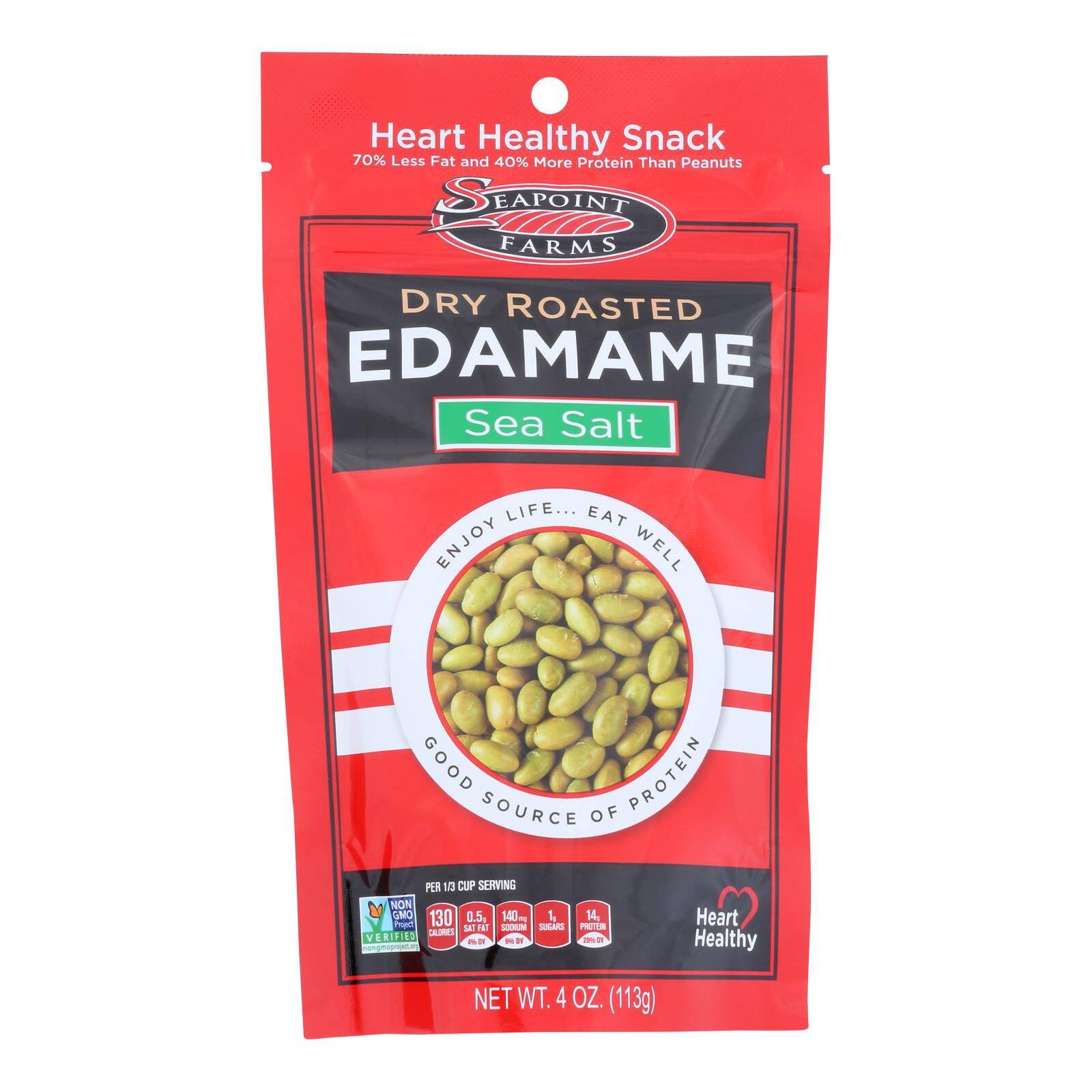 Dry Roasted Edamame - Sea Salt - Case Of 12, 4 Oz
