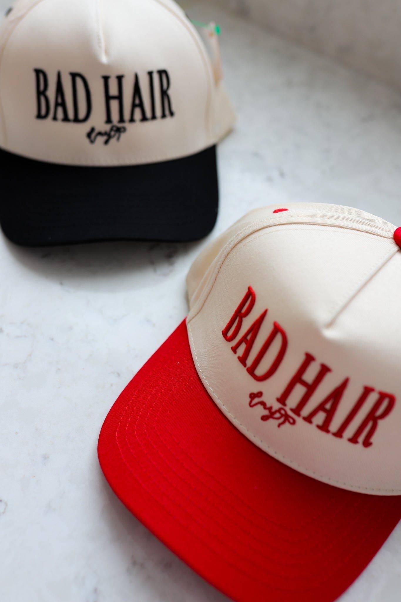 Bad Hair Day Two-Tone Baseball Cap - Red & Cream Bad Hair Day Trucker | KAXI – Velvet & Verde main image 2