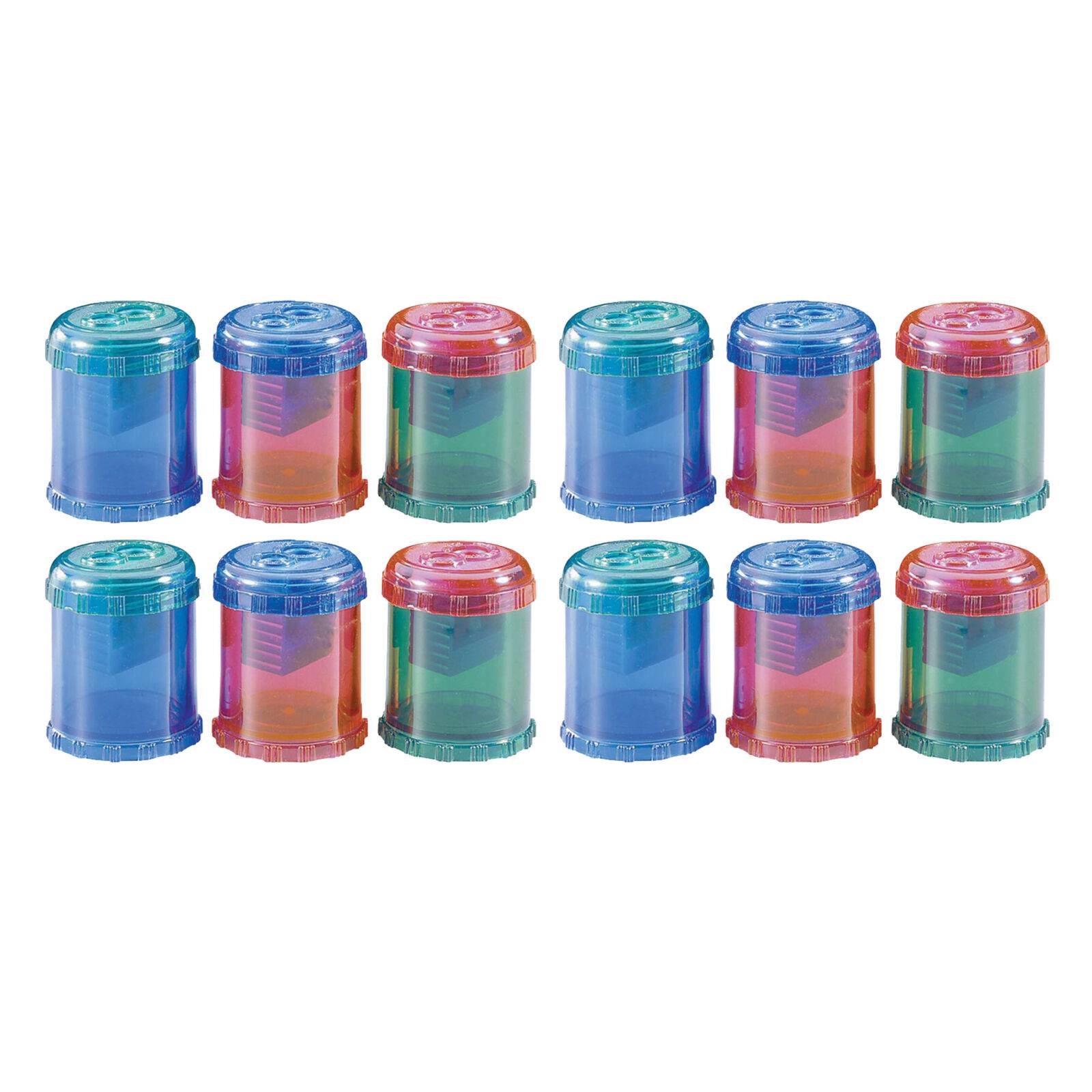 Manual 2-Hole Pencil and Crayon Sharpener, Assorted Colors, 12 /Pack