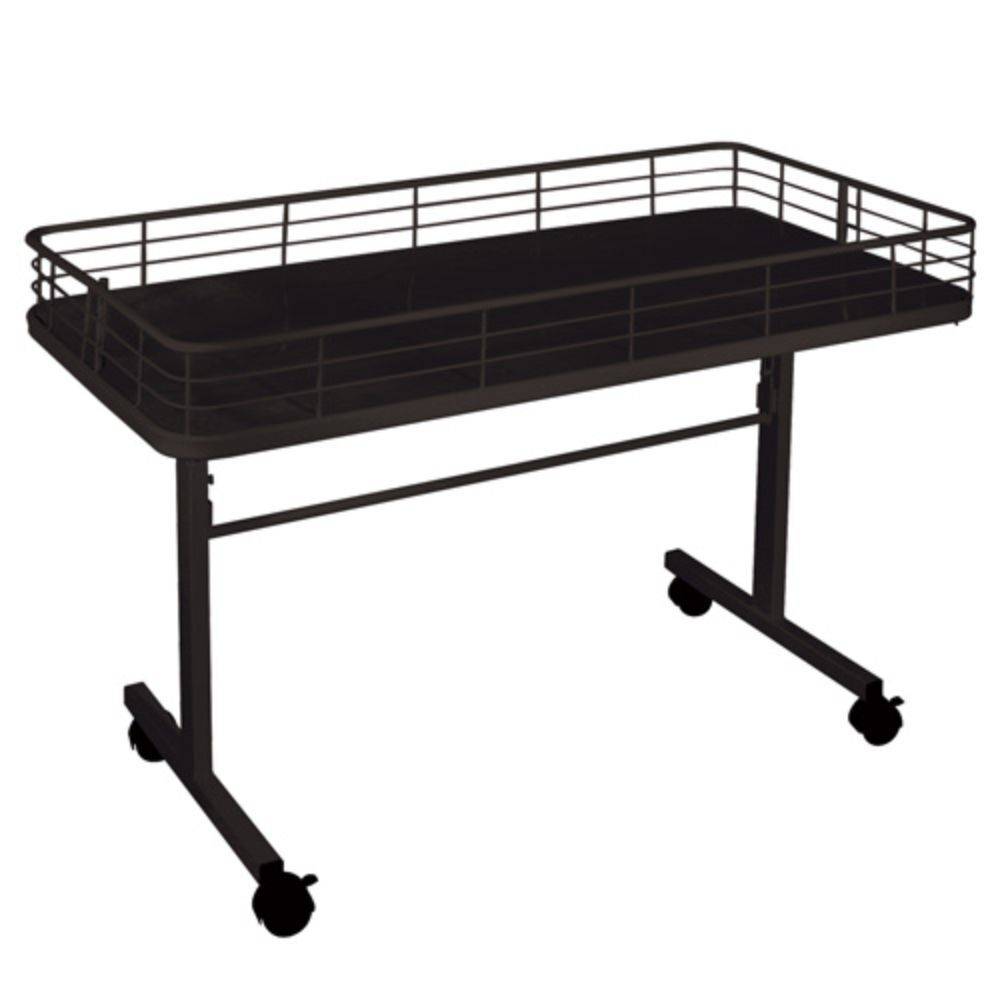 Black Mobile Retail Display Dump Table With Casters and Folding Legs