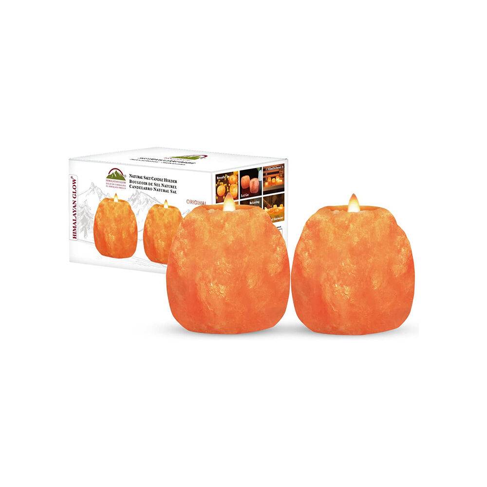 Himalayan Glow Salt Candle Holders, Home D&eacute;cor Gift - 2 Count