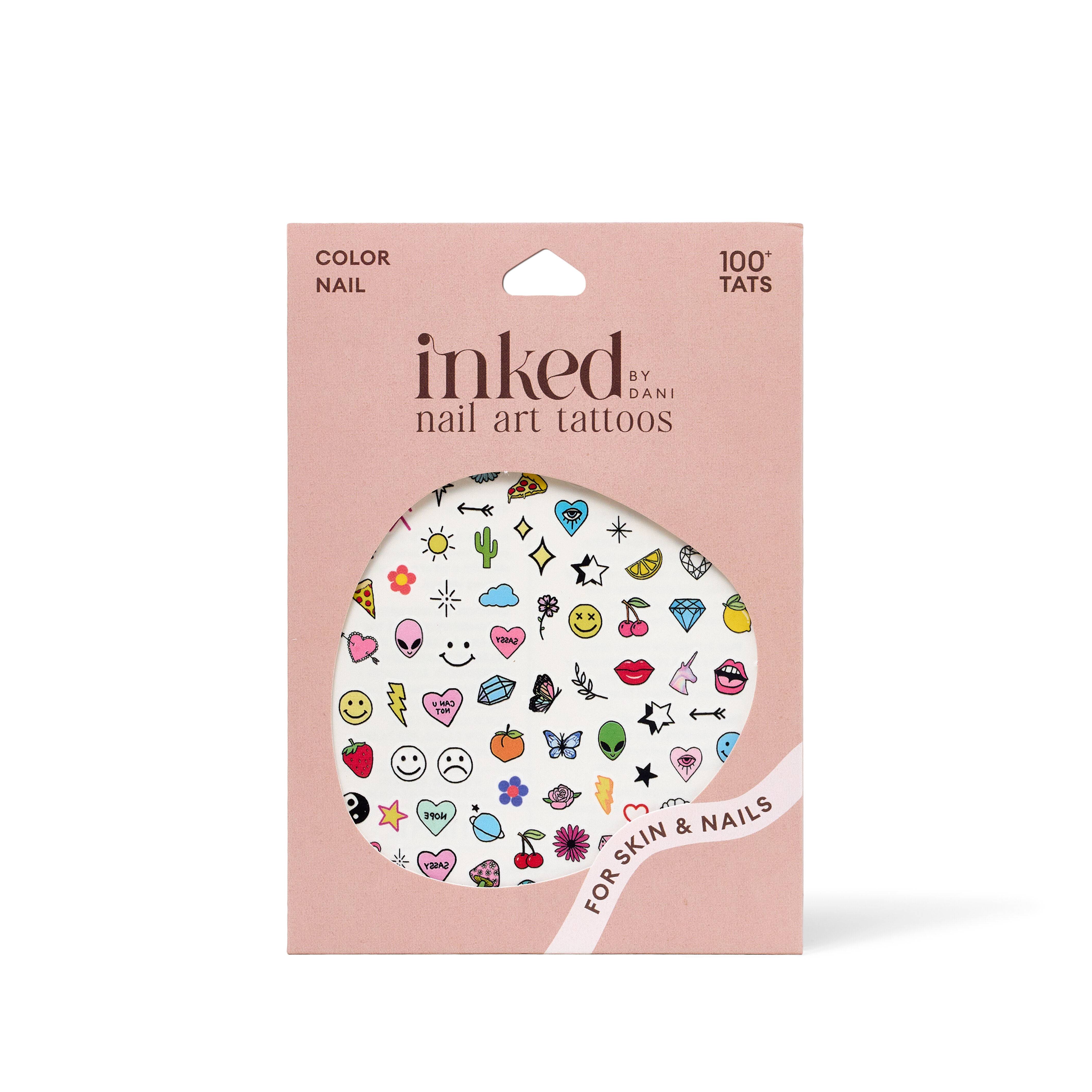 Color Nail Art Temporary Tattoo Pack